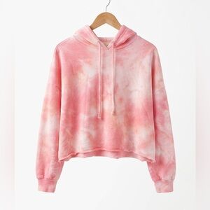 Free People Cropped Tie-Dye Hoodie Women’s Size S Pink/White